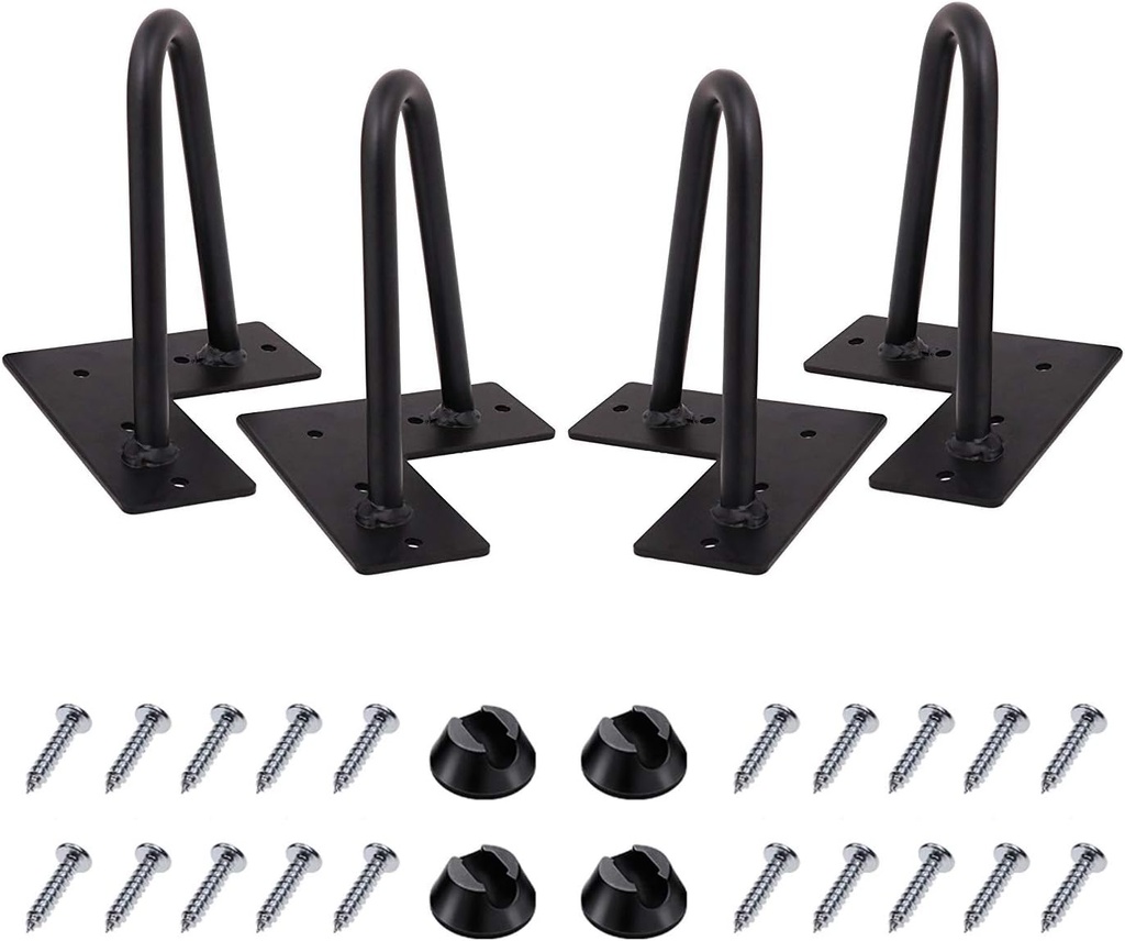 MSOBAIW Hairpin Legs 8 Inch Set of 4, DIY Furniture Metal Table Legs Perfect for Cabinet, Wardrobe, TV Cabinets, Drawers, Nightstand, 3/8 Inch Diameter Satin Two Rods