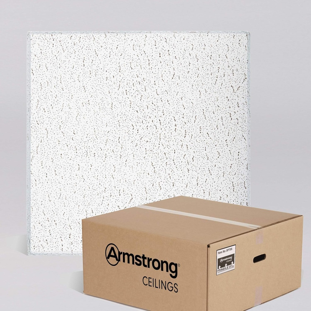 Generic (16 Pack) - 24"" x 24"" Armstrong White Ceiling Tiles, Acoustic Ceilings for Suspended Ceiling Grid, Fissured- 705A (2x2)