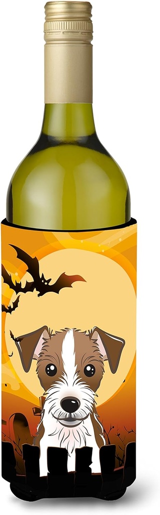 Caroline's Treasures BB1760LITERK Halloween Jack Russell Terrier Wine Bottle Hugger Bottle Cooler Sleeve Hugger Machine Washable Collapsible Insulator Beverage Insulated Holder