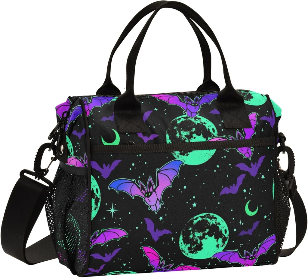 Halloween Bats Moon Lunch Bag for Men Women Cooler Lunch Bags Large Lunch Box for Adults Men Women
