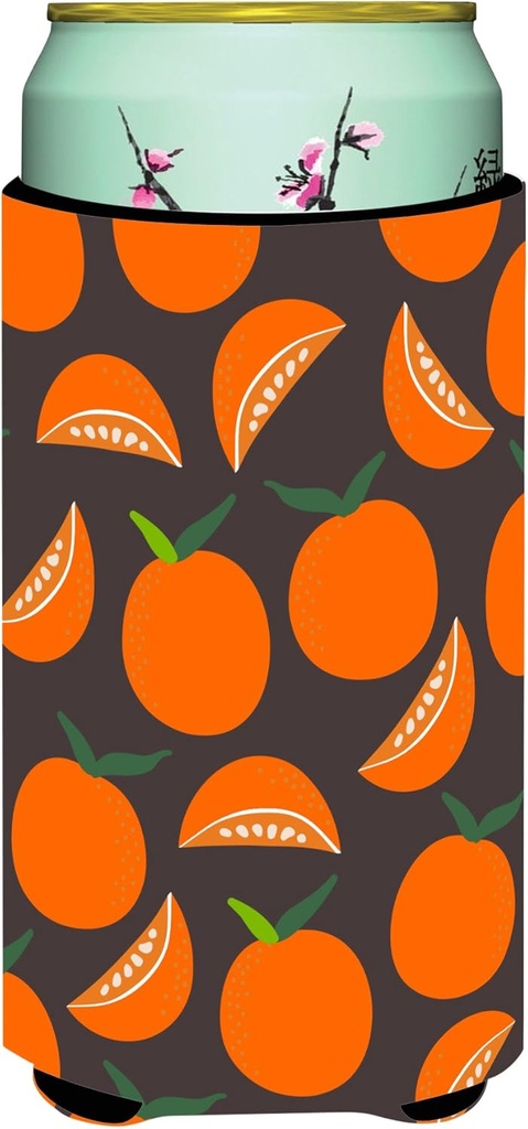 Caroline's Treasures BB5142TBC Oranges on Gray Tall Boy Hugger Can Cooler Sleeve Hugger Machine Washable Drink Sleeve Hugger Collapsible Insulator Beverage Insulated Holder