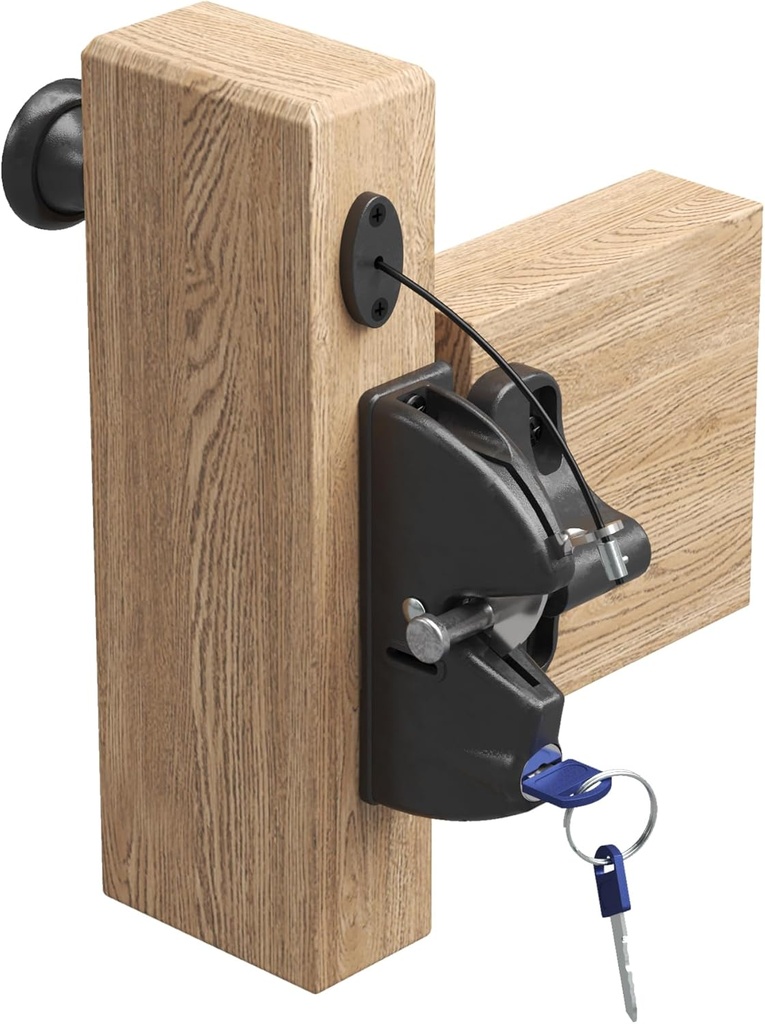 Drawstring Locking Gate Gravity Latch，The Other Side can Also be Opened, Key Lockable on One Side of Gate, for Metal, Wood, and Vinyl Fences, Black (1, Black)