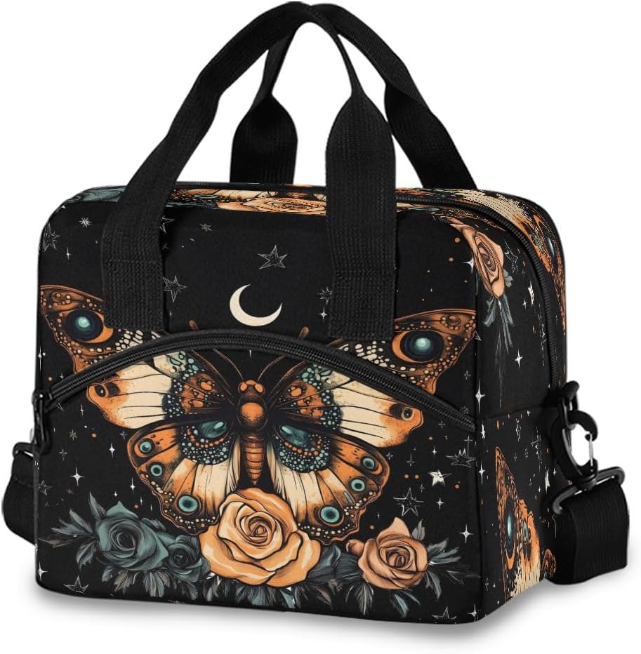 Lunch Bag for Kids Dreamy Butterfly Rose Cooler Lunch Box Large Capacity Lunch Organizer for Boys Girls