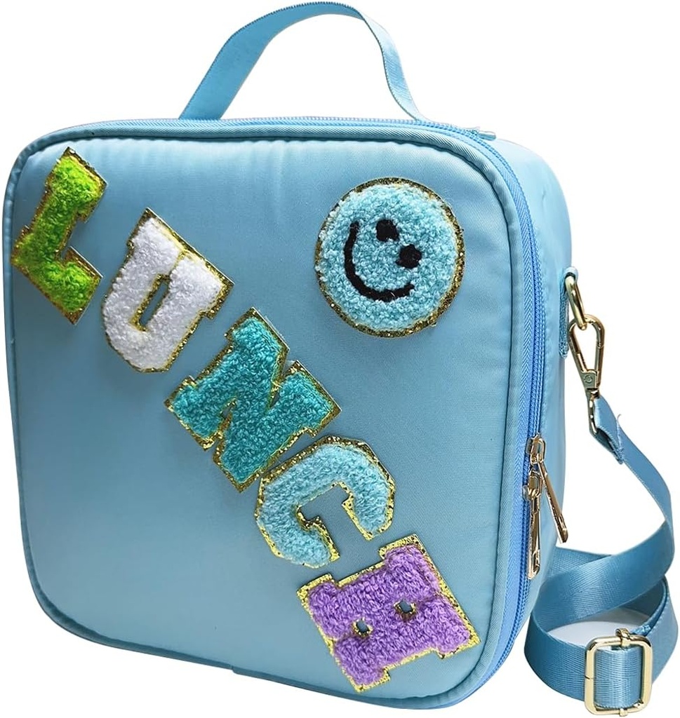 Insulated Teen Lunch Bag With Adjustable Shoulder Strap Lunch Box Kids For Girls Women Boys Nylon Lunch box Bags For School Work Picnic（Blue）