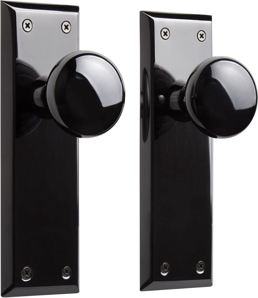 Signature Hardware 480929 Hubbard Solid Brass Privacy Door Knob Set with 2-3/8" Backset - Black Nickel