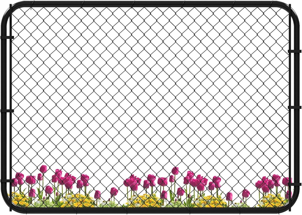 Adjustable Chain Link Fence Gate Kit,Rust-Resistant PVC Coated Garden Gate for Outside,Durable Outdoor Gate for Garden Fence, Pathways, Yards, and Driveways, 26"-72" Wide x 4' High