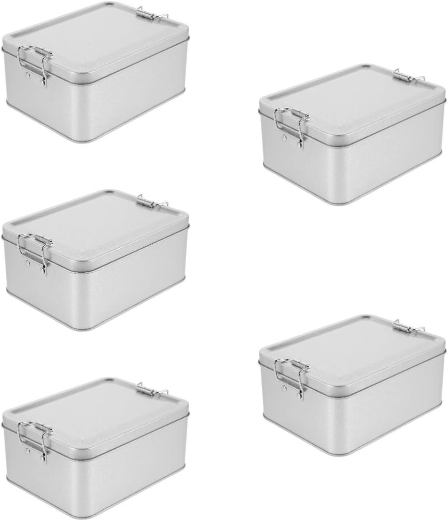 5pcs Box Christmas Cookie Tin Canister Tinplate Box Lid Tea Jar Storage for Candy Biscuits Snacks Tea Spice