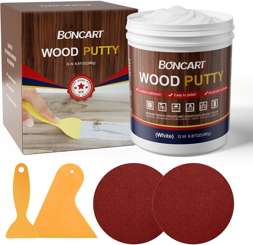 Wood Filler,Wood Putty,Wood Filler Paintable,Wood Repair Putty Stainable,9.87 Ounce White wood filler,Wood furniture repair kit,Quickly repair any broken and defective wooden furniture