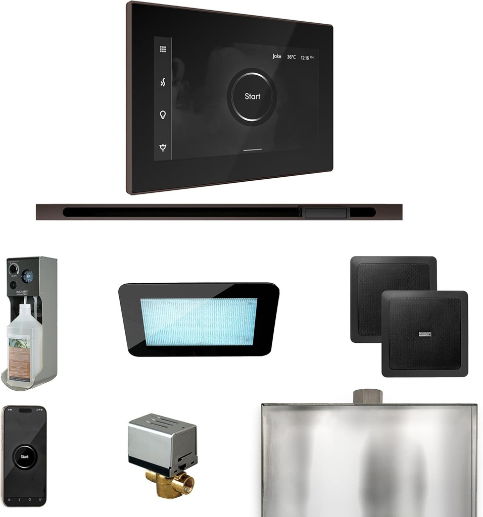 Mr Steam XDream Steam Shower Pkg w/iSteamX Control and Linear Steamhead in Black OilRubBronze