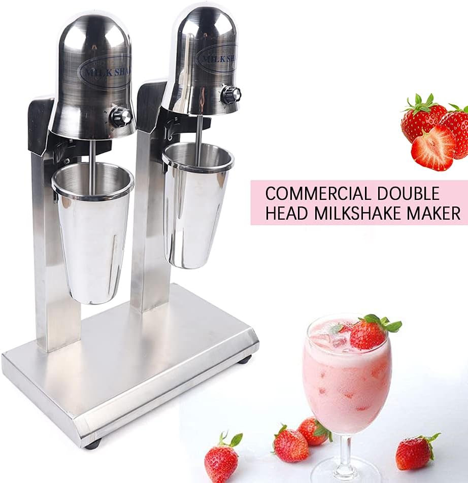 Double Head Milkshake Mixer 560W Milk Shake Machine Drink Milk Shake Maker Shaker Beverage Drink Mixer Electric Milkshake Maker for Commercial and Home Use Stainless Adjust Speed
