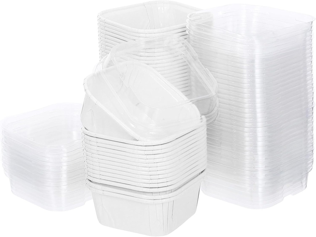 Kichvoe 100PCS Baking Cups with Lids - Cupcake Liners Muffin Disposable Ramekins Pans Muffin Cups Cupcake Wrappers Holders Carriers for Wedding Christmas Party