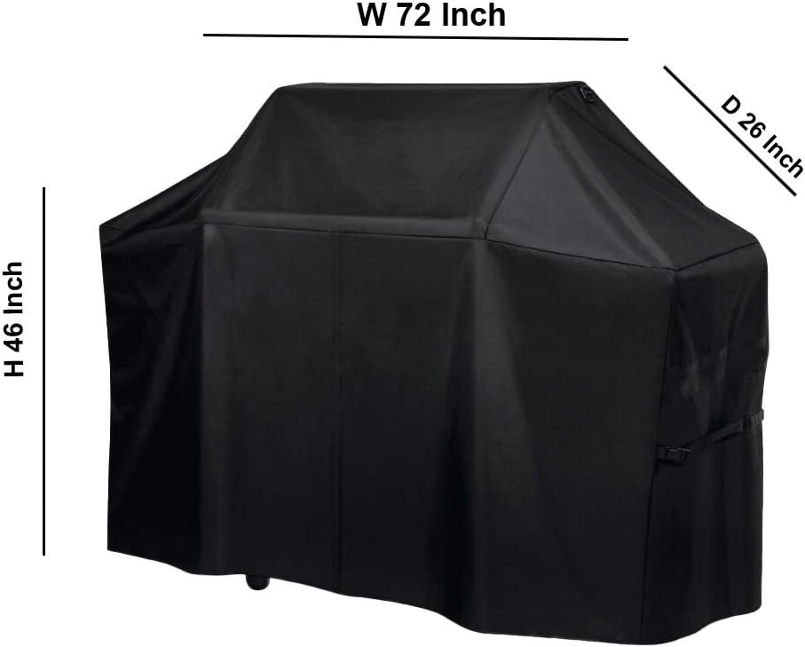 BBQ Barbecue Grill Cover 72" W x 26" D x 46" H Suitable for Most Ducane, Great Outdoors, Jenn-Air Brands of Grills - 600D Oxford Fabric is Waterproof with Covered Dual Handles & Side Buckles