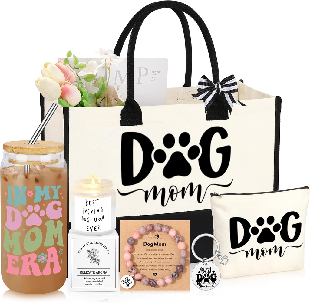 JoycuFF Dog Mom Gifts for Women, Mothers Day Birthday Christmas Gifts for Dog Mom Best Friend Sister Daughter Women Tote Bag