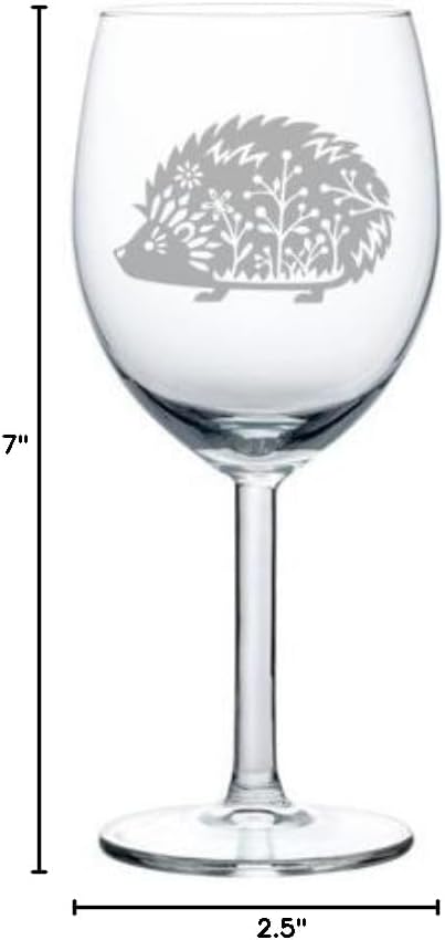Wine Glass Goblet Fancy Hedgehog (10 oz)