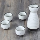 Sake Wine Set, Wine Glass,5 Pieces Sake Set,Ceramics Wine Glasses White Surface with Black Edges, Traditional Crafts Cups, for Cold,Warm,Hot Sake/Shochu/Tea Sake Set