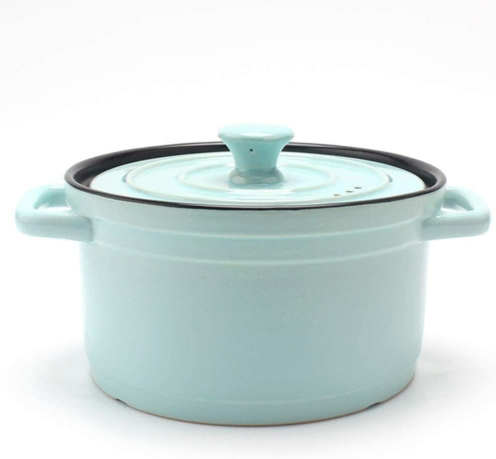 Refractory Ceramic Classic Casserole With Lid, Ceramic Casserole with lid, Slow Cooker Round Dutch Oven, Healthy Non-Stick Ceramic,Home Kitchen Ceramic Casserole (Color : Blue, Size : 3l) (Green 3l)