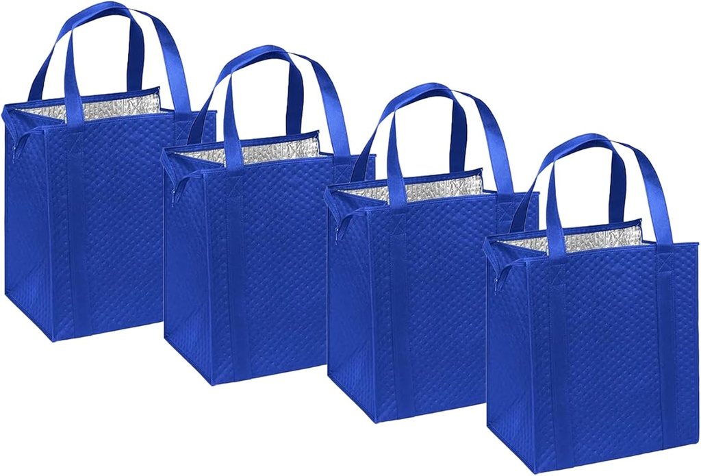 Mediz Large Insulated Shopping Bag, 4 Pack - Strong Reusable Insulated Grocery Bag