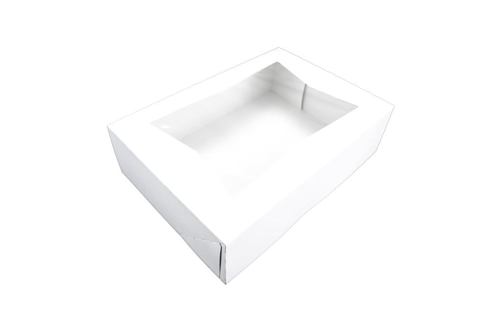 Southern Champion Tray 24263 Paperboard White Window Bakery Box, 14" Length x 10" Width x 4" Height (Case of 100)