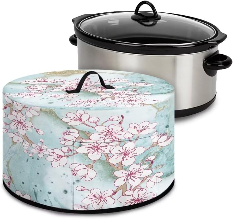 GOSTONG Slow Cooker Cover with Pocket Stain Resistant Slow Cooker Appliance Dust-proof Cover for Home Kitchen Decoration, Plum Blossom