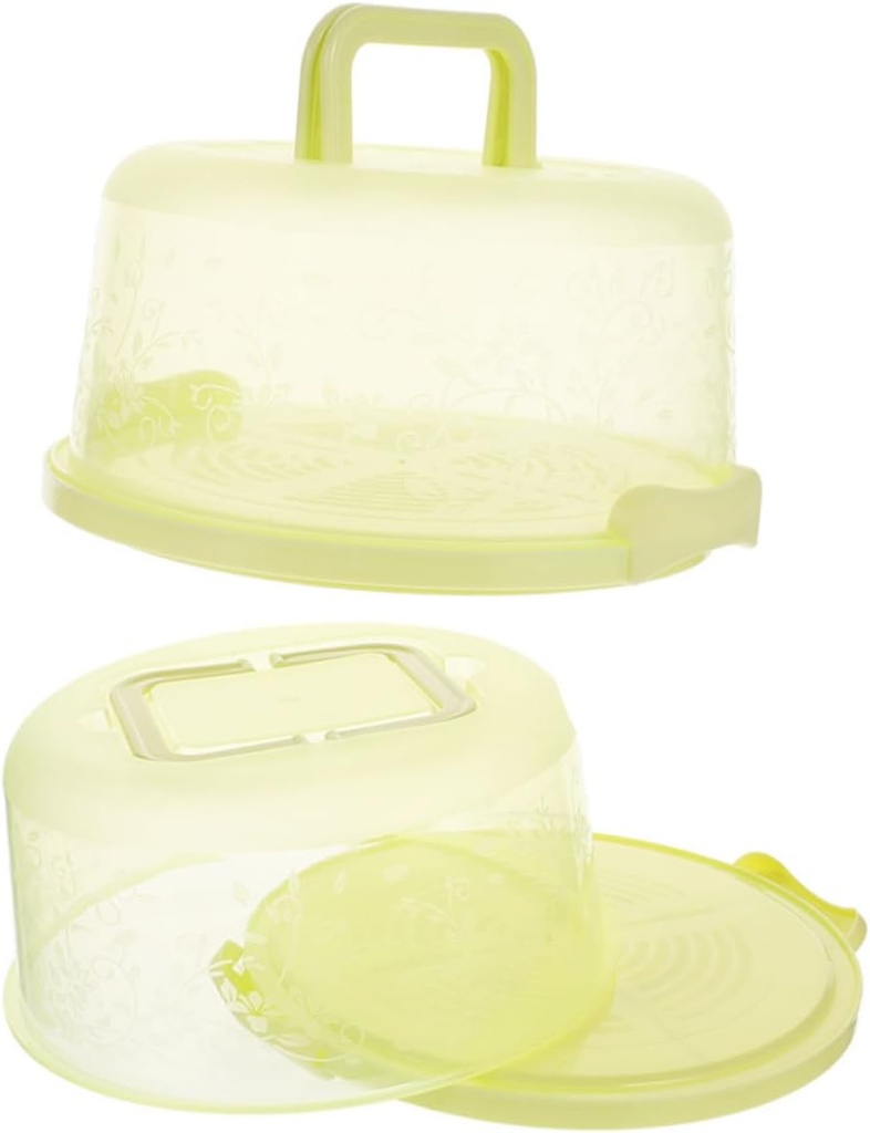 2pcs Portable Round Cake Carrier with Handle Sealing Buckle Fresh Keeping Cake Box Container for Pastries and Desserts Lightweight PP Holder for Easy Transport