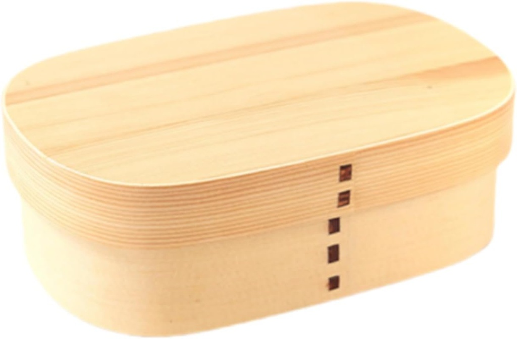 Wooden Lunch Box,Japanese Bento Box with divider Natural Wooden Bento Boxes,Lunch Box For Adult Picnicking Office Hiking Camping (A)