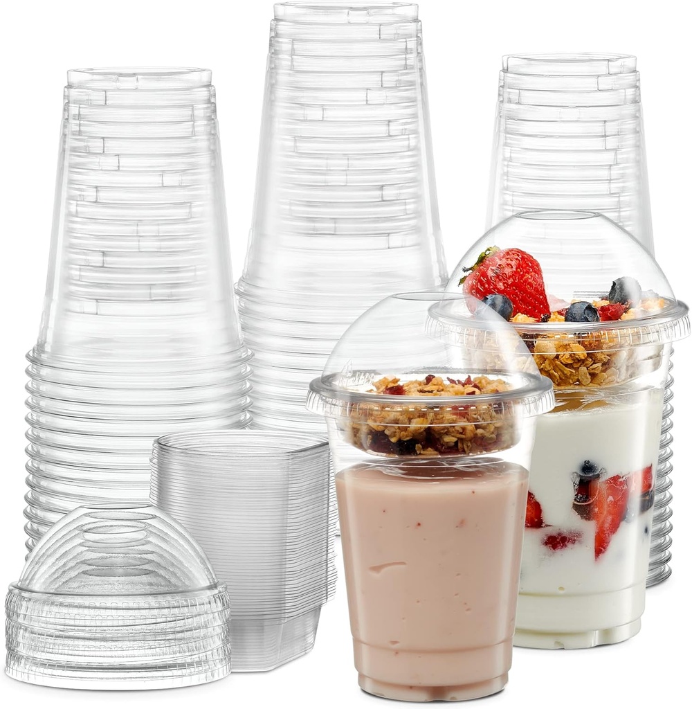 16 oz Plastic Parfait Cups with 4 oz Inserts & Lids 50 Sets 16 OZ Yogurt Containers