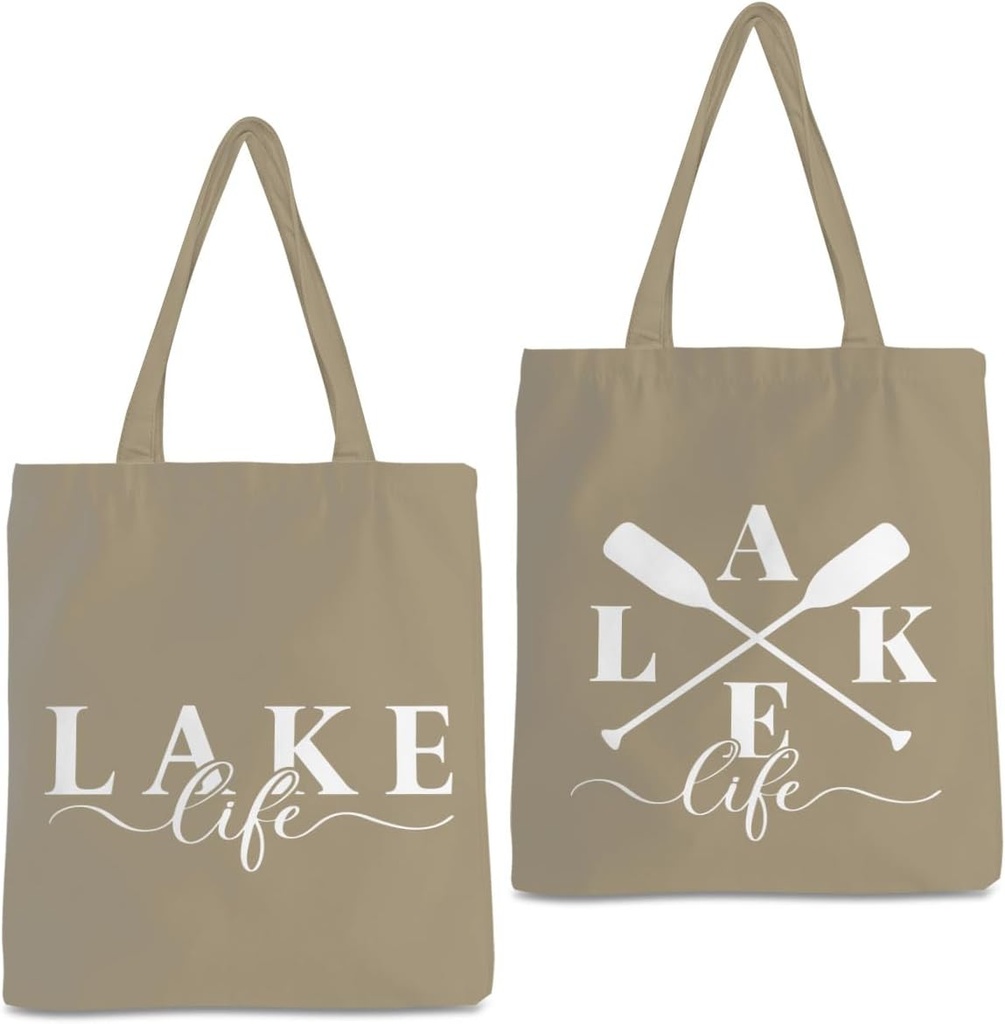 Lake Life Tote Bags for Women | Water-Resistant Beach Totes | Lake House Gifts for Mom/Wife
