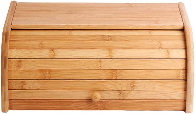 Bamboo Roll Top Bread Box Kitchen Food Storage Countertop Bread Keeper Assembly Required TPKP59320