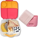 b.box Lunchbox (Strawberry Shake) + Silicone Snack Cups Combo Pack: Includes Lunch Box (8 1/2 Cup Capacity) and 2 Silicone Bento Box Dividers