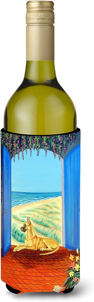 Caroline's Treasures 7250LITERK Great Dane Wine Bottle Hugger Bottle Cooler Sleeve Hugger Machine Washable Collapsible Insulator Beverage Insulated Holder