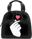 K-Pop Finger Heart Insulated Lunch Box Portable Thermal Cooler Tote Bag with Front Pocket Reusable Leakproof Lunch Bags for Women Men Girls Adults Work Hiking Picnic Travel