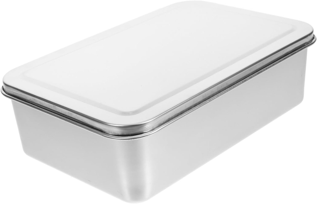 Stainless Steel Pancake Baking Box with Lid Wear Resistant Oven Pan for Bread and Cake Thermal Conductivity Moderate Volume Lightweight Metal Oven Pan for Home and Restaurant Use