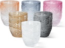 Hobnail Drinking Glasses Set of 6, 12 oz Vintage Fish Glassware Sets, Romantic Water Glasses, Textured Glass Cups, Embossed Colored Glass Water Tumbler for Beer, Cocktail, Whiskey, Juice