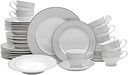 Mikasa Parchment 40-Piece Dinnerware Set, Service for 8, Durable Porcelain Plates, Bowls, and Mugs with Contemporary Design, Dishwasher Safe