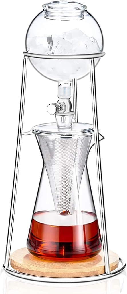 PARACITY Cold Brew Coffee Maker, Iced Coffee Maker in Stainless Steel and Borosilicate Glass, Cold Brew Drip Coffee Maker with Slow Drip Technology, Iced Tea Maker 2-4 Cup