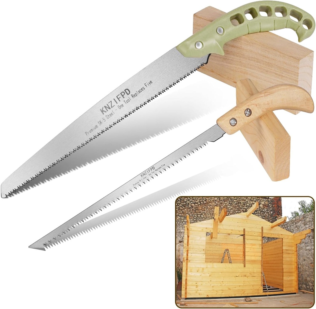 2-Pack Pruning Saw Set - 9.45" Heavy Duty Curved Blade & 9" Compact Hand Saw | SK5 Steel Blades for Tree Trimming, Wood Cutting, Camping & Gardening | Ergonomic Grip, Non-Slip