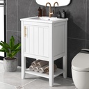 Bellemave 20" Bathroom Vanity with Top Sink Modern Bathroom Vanity Set with Soft Closing Door, Storage Rack and Open Shelf Vanity Cabinet and Basin Sink Combo No Mirror (White)