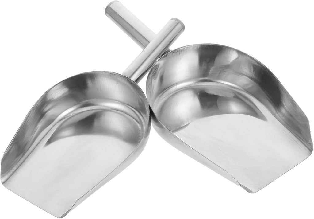Luxshiny 2Pcs Stainless Steel Ice Cube Shovel Flat Grain Food Scoop for Kitchen Bar Dessert Seamless Welded Multi Purpose Household Scoop