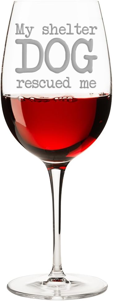 My Shelter Dog Rescued Me Engraved 18-ounce Wine Glass - 2pcs
