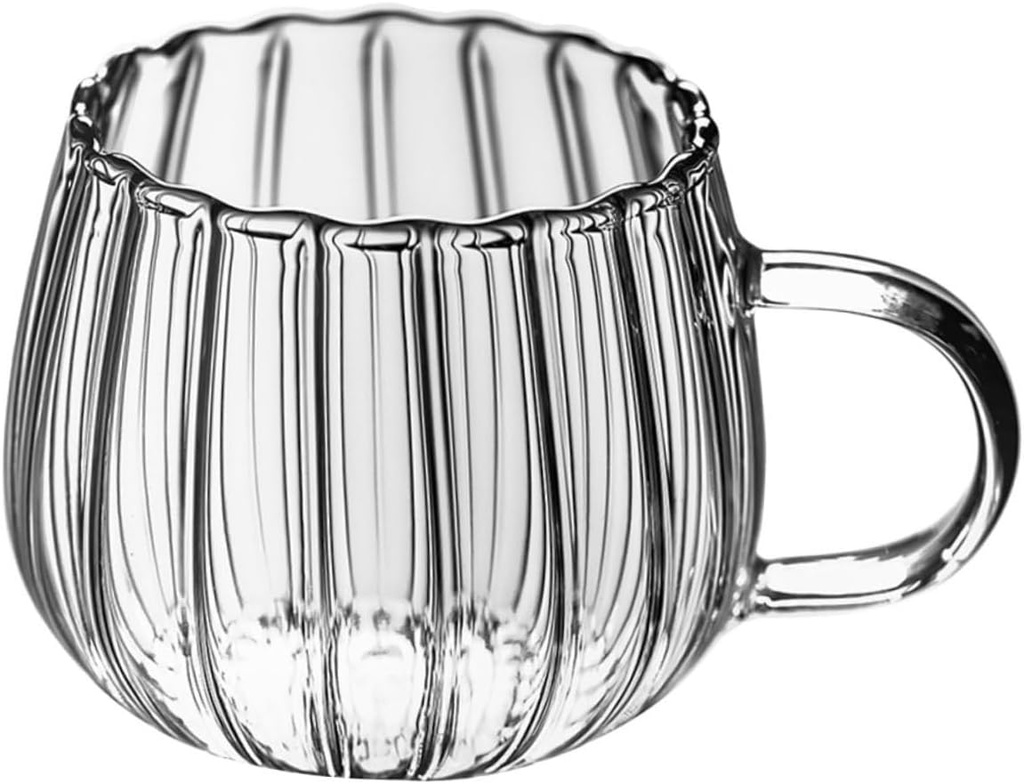 Transparent Ribbed Glass Mug Versatile Beverage Cup for Coffee Tea Juice Elegant Design with Handle for Daily Use Clear Drinking Glass for Hot Cold Drinks