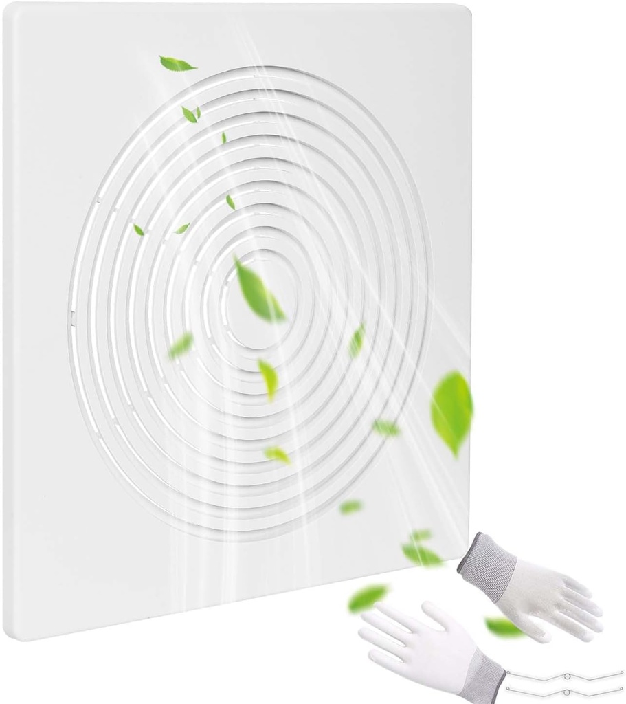 Bathroom Exhaust Fan Cover White Matte Bathroom Ceiling Fan Grille with Spring Replacement Square Ceiling or Wall Mounted Exhaust Fan, Ceiling Fan Grille, Air Diverter cover(1 Piece12x12Inch)