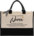 EDCTO Canvas Bag Gift for Nurse, Cotton Canvas Tote Bag, Thank You Gift for Nurse, Canvas Tote Bags for A Nurse, Womens Weekend Bag, Reusable Grocery Bags, A Truly Amazing Nurse is Hard To Find
