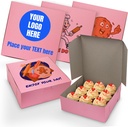 MT Products Custom Printed Pink Cupcake Boxes 8" x 8" x 3" - Personalized Disposable Bakery Boxes for Homemade Treats