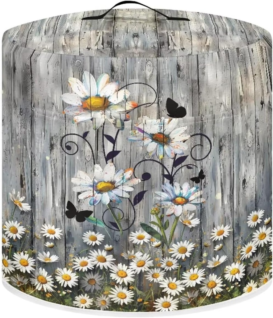 Cozeyat Wood Dasiy Slow Cooker Covers Kitchen Appliances Dust Cover Round Air Fryer Cover Protective Cover Bag with Pocket and Handle Washable Rice Cooker Dust Cover