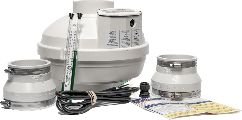 Festa AMG Maverick EC Radon Fan - 3" Installation Kit - Quiet and Energy Efficient Radon Mitigation Inline Fans - Electronically Commutated Motor- High Performance Inline 4" Duct Fan