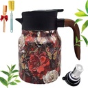 Built-in Infuser, Illuminate Teapot, Stainless Steel Thermal Carafe With Lid, For Hot Drinks (800ml-Wooden Handle)