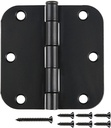 30 Pack Matte Black Interior Door Hinges Round 3.5" x 3.5 Inch 5/8"Radius Heavy-Duty Mat Hinge for Doors Standard Bedroom Work Office Door Hardware Removable Pin,Farm,Shed,Gate,Greenhouse Vent Window