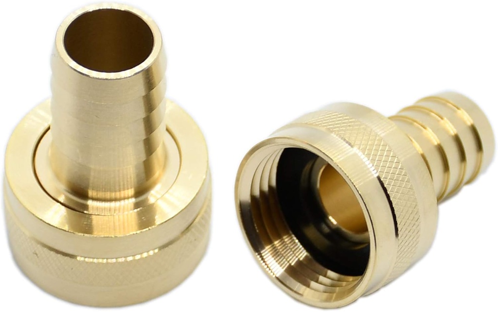 2Pcs 1/2" Barb x 3/4" Female GHT Thread Brass Garden Hose Pipe Fitting