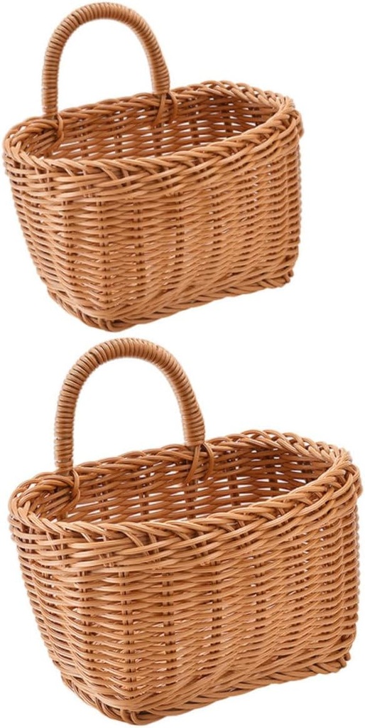 2pcs Woven Wall Hanging Basket Multifunctional Storage for Fruits Vegetables and Flowers Space Saving Kitchen Garden Organizer and Portable Design
