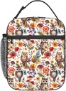 Woodland Owl Lunch Box for Women Girls Kids, Insulated Cooler Beautiful Owl and Floral Lunch Bag for School, Picnic, Office, Work, Travel, Portable Reusable Polyester Thermal Tote Lunch Bags